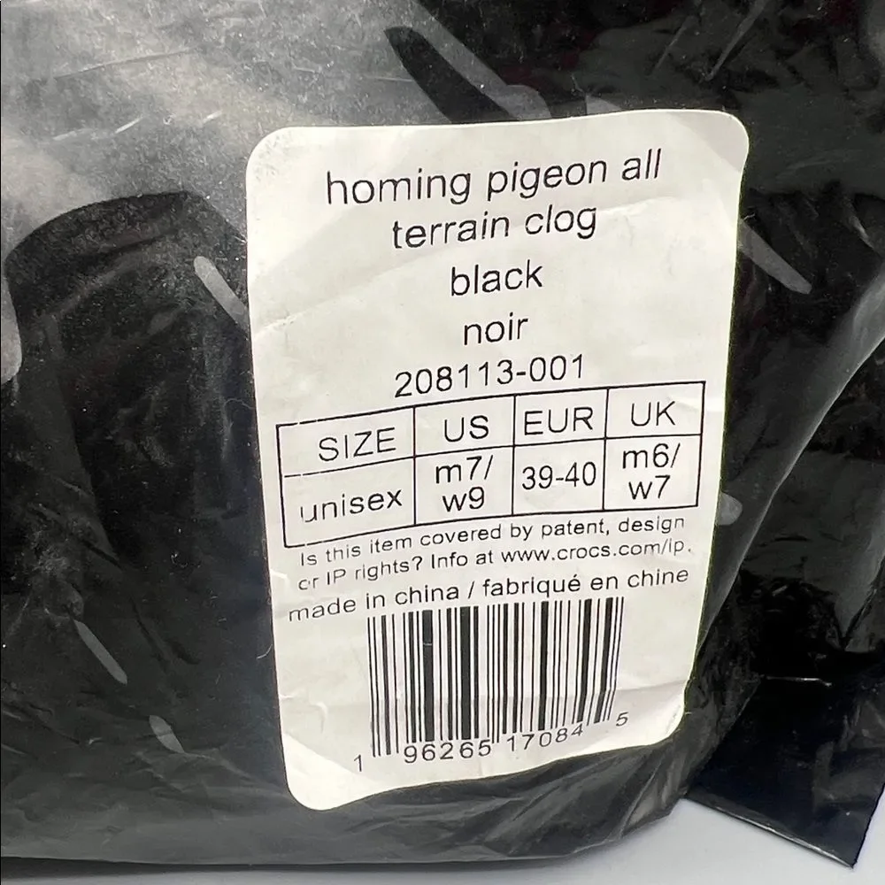 Staple Homing Pigeon × Crocs All-Terrain Clog Black Unisex Size Men’s 7